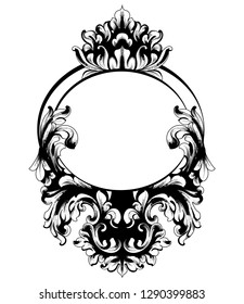 Vintage Baroque Mirror frame.Vector. French Luxury rich intricate ornaments. Victorian Royal Style decors