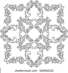 Vintage baroque nice rosette art element on white
