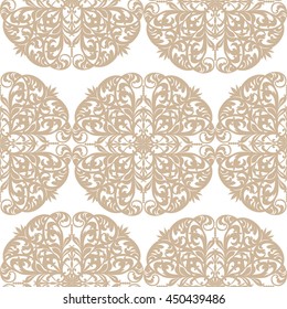 Vintage Baroque ornament pattern. Vector Luxury damask decor. Royal Victorian texture for wallpapers, textile, fabric. Caramel color