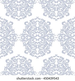 Vintage Baroque ornament pattern. Vector Luxury damask decor. Royal Victorian texture for wallpapers, textile, fabric. Serenity blue color