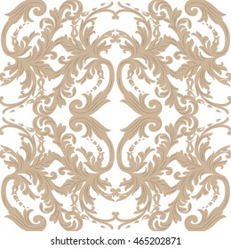 Vintage Baroque ornament pattern. Vector damask decor. Royal Victorian texture for wallpapers, textile, fabric. Brown color