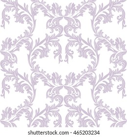 Vintage Baroque ornament pattern. Vector damask decor. Royal Victorian texture for wallpapers, textile, fabric. Lavender color
