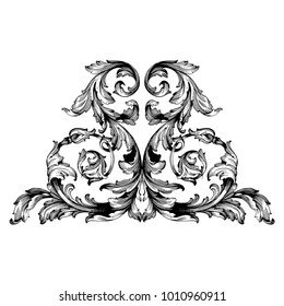 vintage baroque ornament retro pattern antique style acanthus. Decorative design element filigree calligraphy vector. You can use for wedding decoration of greeting card and laser cutting.
