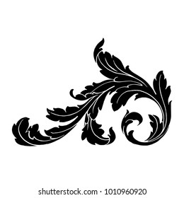 vintage baroque ornament retro pattern antique style acanthus. Decorative design element filigree calligraphy vector. You can use for wedding decoration of greeting card and laser cutting.