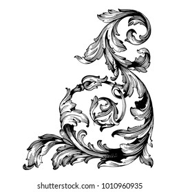 vintage baroque ornament retro pattern antique style acanthus. Decorative design element filigree calligraphy vector. You can use for wedding decoration of greeting card and laser cutting.