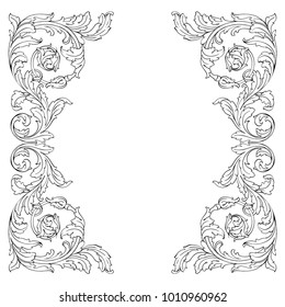 vintage baroque ornament retro pattern antique style acanthus. Decorative design element filigree calligraphy vector. You can use for wedding decoration of greeting card and laser cutting.