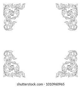 vintage baroque ornament retro pattern antique style acanthus. Decorative design element filigree calligraphy vector. You can use for wedding decoration of greeting card and laser cutting.