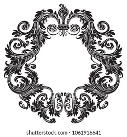 Vintage baroque ornament, retro pattern antique style, isolated on white, vector illustration