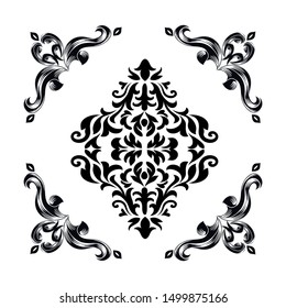 vintage baroque ornament retro pattern antique style acanthus. Decorative design element filigree calligraphy vector. You can use for wedding decoration of greeting card and laser cutting.