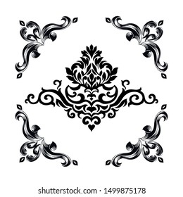 vintage baroque ornament retro pattern antique style acanthus. Decorative design element filigree calligraphy vector. You can use for wedding decoration of greeting card and laser cutting.