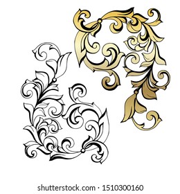 Vintage baroque ornament. Retro pattern antique style acanthus. Ornamental border