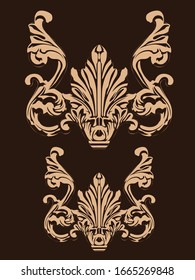 Vintage estilo barroco estilo retro estilo antiguo acanthus. Vector de caligrafía de filigree de elemento de diseño decorativo. Puedes usar para la decoración de bodas de tarjetas de felicitación y corte láser.