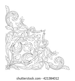 Vintage baroque ornament. Retro pattern antique style acanthus. Decorative design element filigree calligraphy vector.