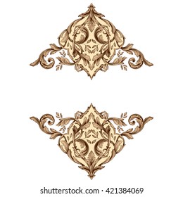 Vintage baroque ornament. Retro pattern antique style acanthus. Decorative design element filigree calligraphy vector.