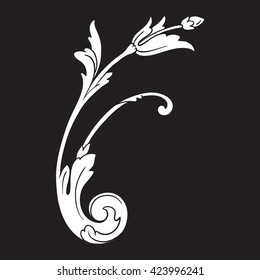Vintage baroque ornament. Retro pattern antique style acanthus. Decorative design element filigree calligraphy vector.