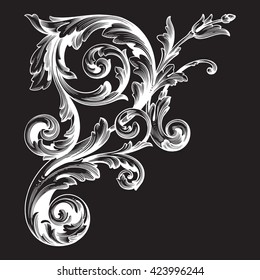 Vintage baroque ornament. Retro pattern antique style acanthus. Decorative design element filigree calligraphy vector.