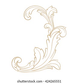 Vintage baroque ornament. Retro pattern antique style acanthus. Decorative design element filigree calligraphy vector. Golden color.
