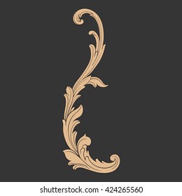 Vintage baroque ornament. Retro pattern antique style acanthus. Decorative design element filigree calligraphy vector. Golden color.