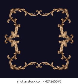 Vintage baroque ornament. Retro pattern antique style acanthus. Decorative design element filigree calligraphy vector. Golden color.
