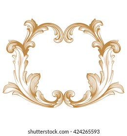 Vintage baroque ornament. Retro pattern antique style acanthus. Decorative design element filigree calligraphy vector. Golden color.