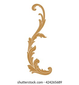 Vintage baroque ornament. Retro pattern antique style acanthus. Decorative design element filigree calligraphy vector. Golden color.