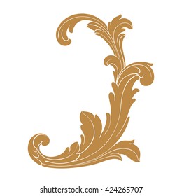 Vintage baroque ornament. Retro pattern antique style acanthus. Decorative design element filigree calligraphy vector. Golden color.