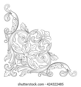 Vintage baroque ornament. Retro pattern antique style acanthus. Decorative design element filigree calligraphy vector.