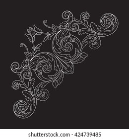 Vintage baroque ornament. Retro pattern antique style acanthus. Decorative design element filigree calligraphy vector.