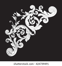 Vintage baroque ornament. Retro pattern antique style acanthus. Decorative design element filigree calligraphy vector.