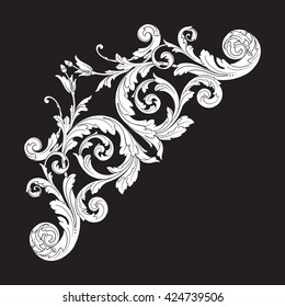 Vintage baroque ornament. Retro pattern antique style acanthus. Decorative design element filigree calligraphy vector.