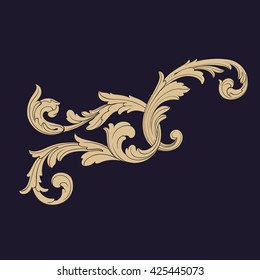 Vintage baroque ornament. Retro pattern antique style acanthus. Decorative design element filigree calligraphy vector.
