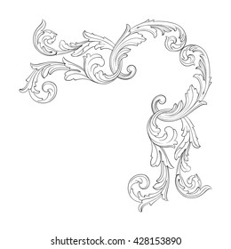 Vintage baroque ornament. Retro pattern antique style acanthus. Decorative design element filigree calligraphy
