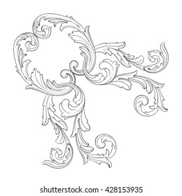 Vintage baroque ornament. Retro pattern antique style acanthus. Decorative design element filigree calligraphy