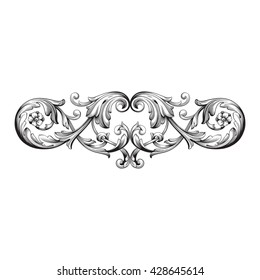 Vintage Baroque Ornament. Retro Pattern Antique Style Acanthus. Decorative Design Element Filigree Calligraphy