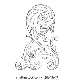 Vintage baroque ornament. Retro pattern antique style acanthus. Decorative design element filigree calligraphy