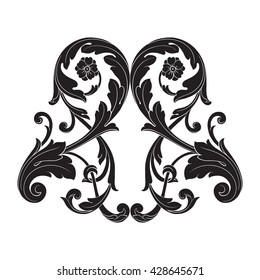 Vintage baroque ornament. Retro pattern antique style acanthus. Decorative design element filigree calligraphy