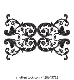 Vintage baroque ornament. Retro pattern antique style acanthus. Decorative design element filigree calligraphy