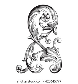 Vintage baroque ornament. Retro pattern antique style acanthus. Decorative design element filigree calligraphy
