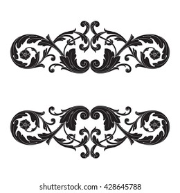 Vintage baroque ornament. Retro pattern antique style acanthus. Decorative design element filigree calligraphy