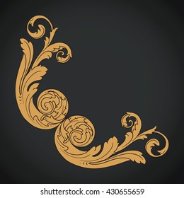 Vintage baroque ornament. Retro pattern antique style acanthus. Decorative design element filigree calligraphy
