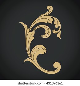Vintage baroque ornament. Retro pattern antique style acanthus. Decorative design element filigree calligraphy