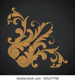 Vintage baroque ornament. Retro pattern antique style acanthus. Decorative design element filigree calligraphy