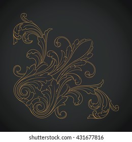 Vintage baroque ornament. Retro pattern antique style acanthus. Decorative design element filigree calligraphy