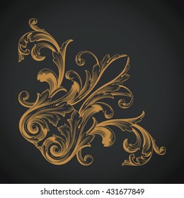 Vintage baroque ornament. Retro pattern antique style acanthus. Decorative design element filigree calligraphy