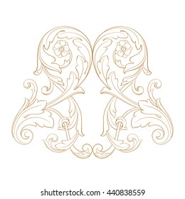 Vintage baroque ornament. Retro pattern antique style acanthus. Decorative design element filigree calligraphy