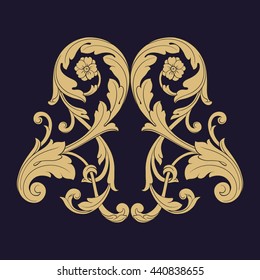 Vintage baroque ornament. Retro pattern antique style acanthus. Decorative design element filigree calligraphy