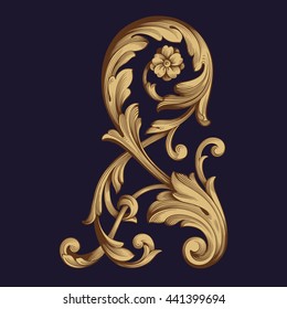 Vintage baroque ornament. Retro pattern antique style acanthus. Decorative design element filigree calligraphy