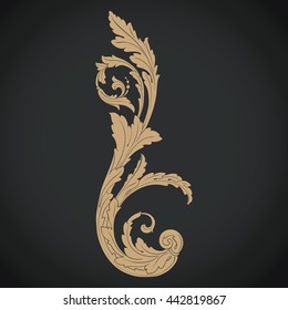 Vintage baroque ornament. Retro pattern antique style acanthus. Decorative design element filigree calligraphy