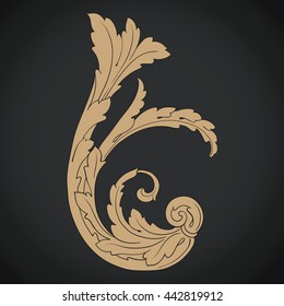 Vintage baroque ornament. Retro pattern antique style acanthus. Decorative design element filigree calligraphy