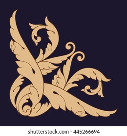 Vintage baroque ornament. Retro pattern antique style acanthus. Decorative design element filigree calligraphy